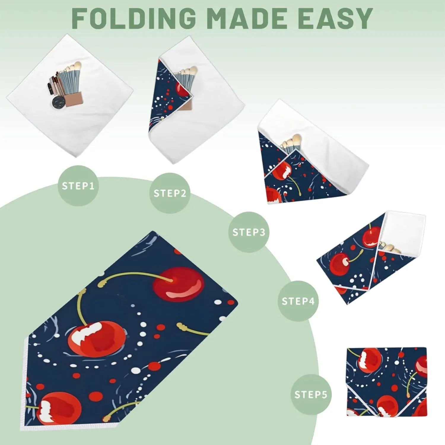 Magic Cosmetics Pouch Aesthetic Cherry Self-Adhesive Camera Cover Cloth Protective Foldable Makeup Bag for Lens Cat Makeup Bag 21.7x21.7