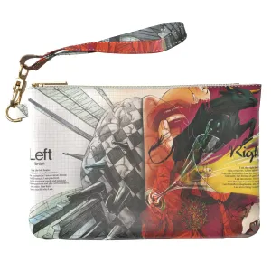 Makeup Bag 9.5 x 6 inch Left Cosmetic Right Men Strap Accessories Storage Red Print PU Leather Toiletry Zipper Travel Case Hemispheres Art Unique Purse Pouch Brain Portable Organizer Design