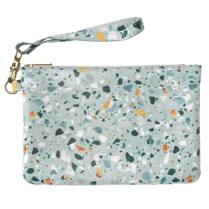 Makeup Bag 9.5 x 6 inch Mosaic Floor Granite Cosmetic Strap Accessories Terrazzo Storage Venetian Tiles Glam Print PU Leather Toiletry Zipper Travel Case Portable Organizer Design Purse Pouch