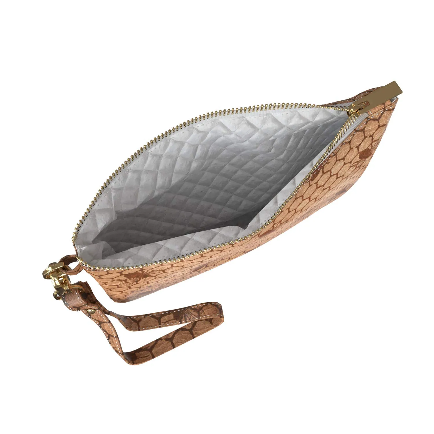 Makeup Bag 9.5 x 6 inch Pattern New Cosmetic Strap Accessories Honeycomb Purse Pouch Geometric Wooden Bee Print PU Leather Toiletry Zipper Travel Case Storage Natural Portable Organizer Design