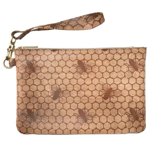 Makeup Bag 9.5 x 6 inch Pattern New Cosmetic Strap Accessories Honeycomb Purse Pouch Geometric Wooden Bee Print PU Leather Toiletry Zipper Travel Case Storage Natural Portable Organizer Design