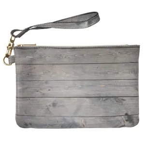 Makeup Bag 9.5 x 6 inch Print PU Leather Toiletry Zipper Travel Case Basic Storage Aesthetic Style Strap Accessories Cosmetic Wood Planks Purse Pouch Grain Old Grey Portable Organizer Design