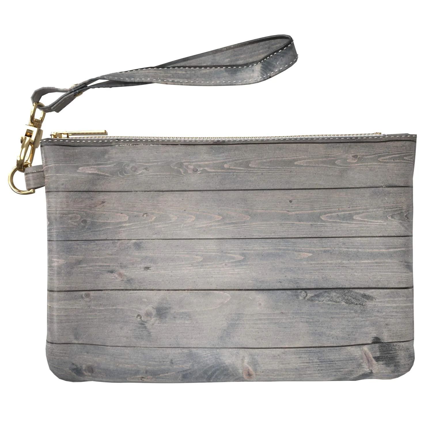 Makeup Bag 9.5 x 6 inch Print PU Leather Toiletry Zipper Travel Case Basic Storage Aesthetic Style Strap Accessories Cosmetic Wood Planks Purse Pouch Grain Old Grey Portable Organizer Design