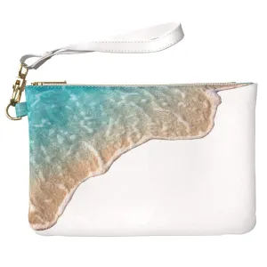 Makeup Bag 9.5 x 6 inch Strap Accessories New Cosmetic Storage Wave Ocean Beach Print PU Leather Toiletry Zipper Travel Case Beautiful Purse Pouch Portable Organizer Design Summer Tides Nature