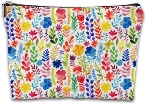 Makeup Bag Colorful Leaves Cosmetic Bag Mini Portable Travel Toiletry Bag Organizer Makeup Brushes Aesthetic Accessories Waterproof Storage Bag for Women