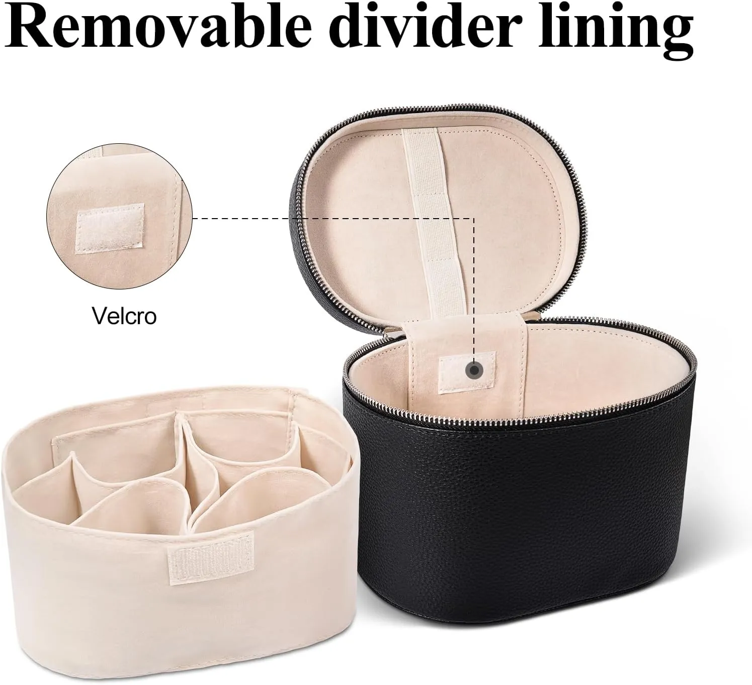 Makeup Bag, Travel Make up Case with Compartments and Handle, Portable Cosmetic Organizer Bags,Toiletry Bag for Women