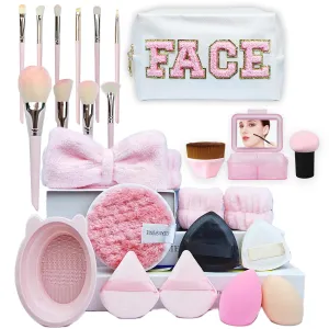 Makeup Brush Tool 25 Piece Makeup Tool Set Cosmetic Bag Makeup Bag Portable Professional Makeup Brush Suitable For Beginners And Professionals Ideal Valentine S Day Gift (White)