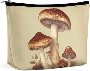 Makeup Pouch Cosmetic Bag Lipstick Pouch Zipper Pouch Vintage Edible Mushrooms Printed Organizer Portable Toiletry Bag Accessories