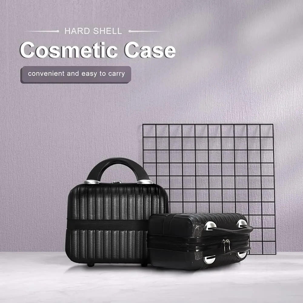 Makeup Travel Case 11 inch Hard Shell Cosmetic Case Organizer Bag Small Portable Make up Train Hand Luggage with Elastic Strap ABS Mini Suitcase Gifts for Her.