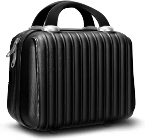 Makeup Travel Case 11 inch Hard Shell Cosmetic Case Organizer Bag Small Portable Make up Train Hand Luggage with Elastic Strap ABS Mini Suitcase Gifts for Her.