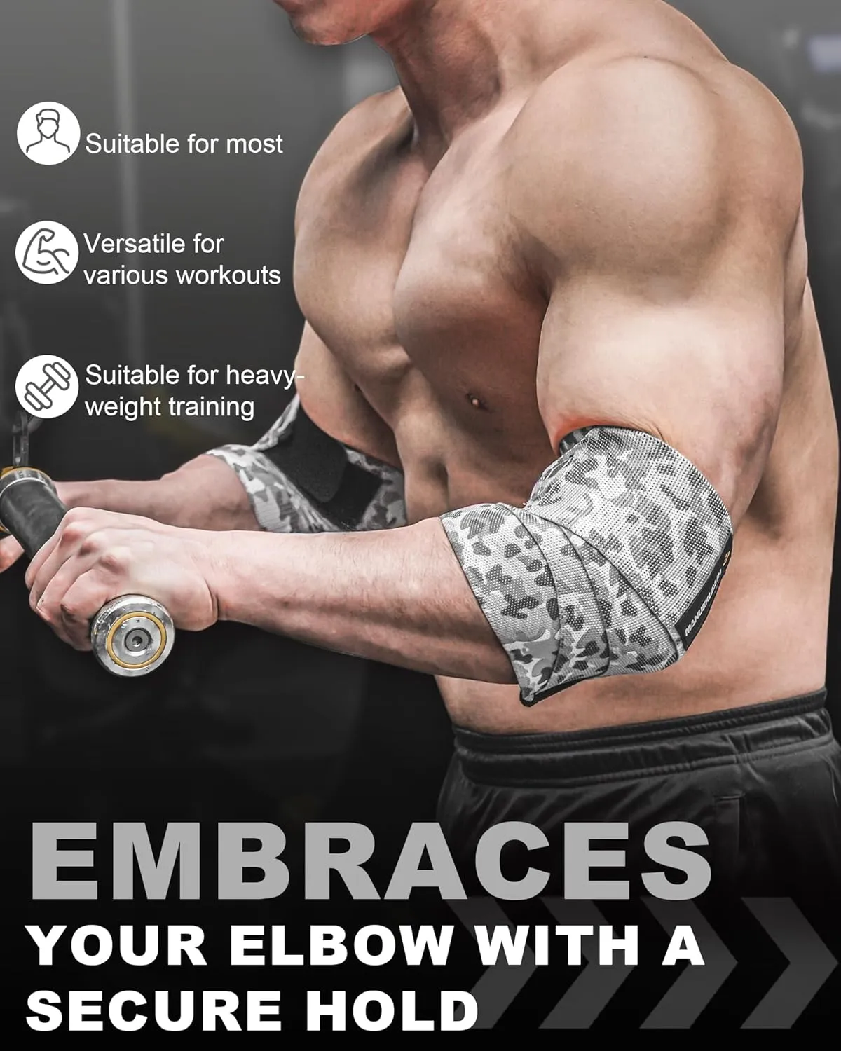 MANUEKLEAR Bench Press Elbow Sleeve Weightlifting for Men and Women, 40" Nylon Elbow Wraps for Weightlifting and Powerlifting