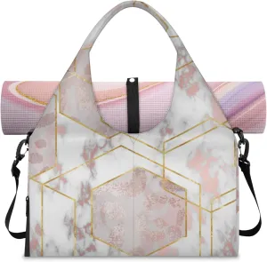 Marble Sky Paper Gym Bag Yoga Mat Tote for Women with Shoes Compartment Lightweight Duffle Travel Carrier Wet Dry Storage Pockets Adjustable Pilates Mats Shoulder Bags for Sport Swim