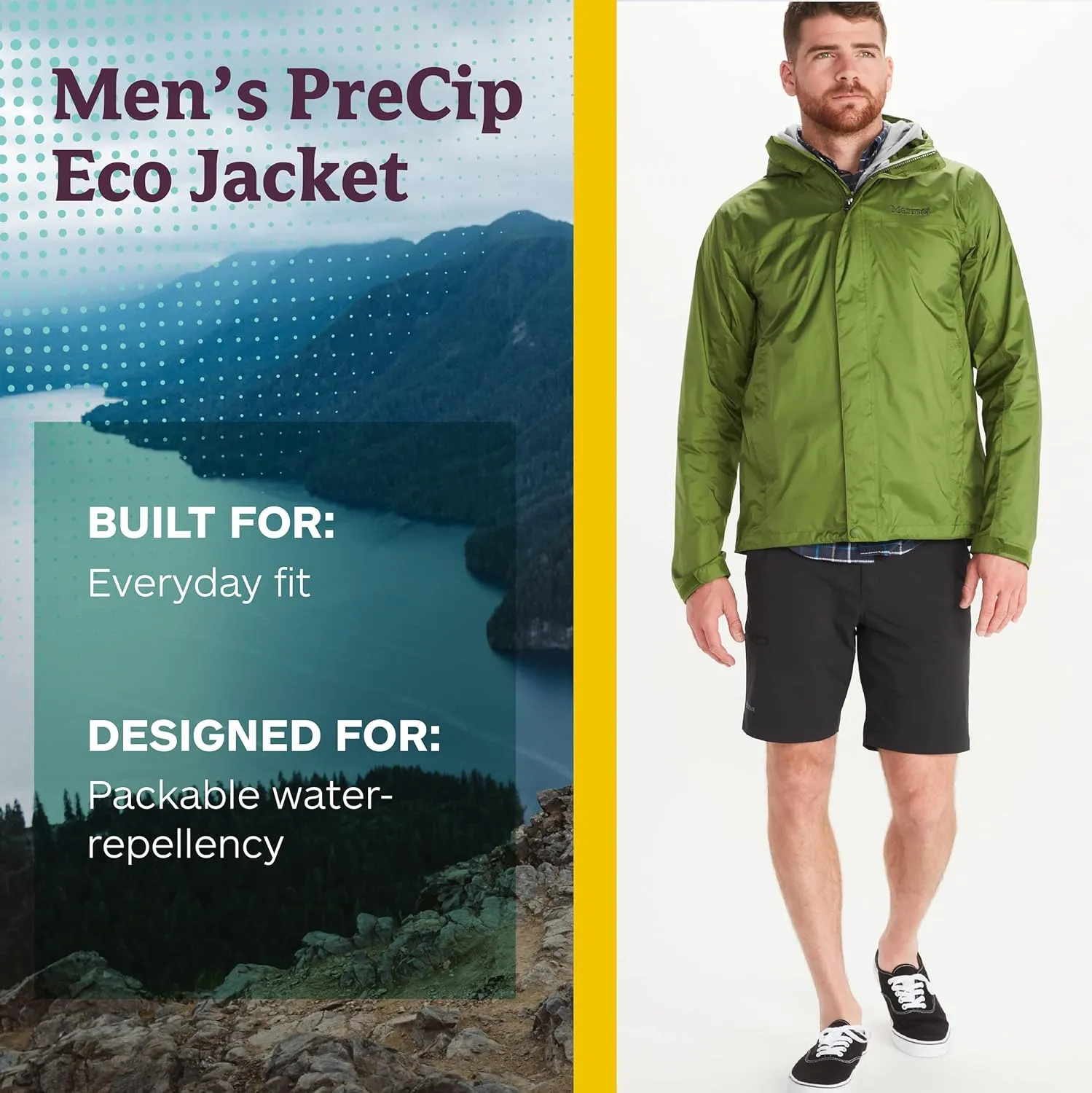 MARMOT Men's Precip Eco Waterproof Rain Jacket - 100% Recycled, Breathable, Lightweight, Packable Raincoat