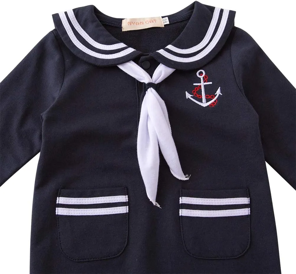 May's Baby Toddler Boys Sailor Stripe Romper Marine Navy Romper Outfit