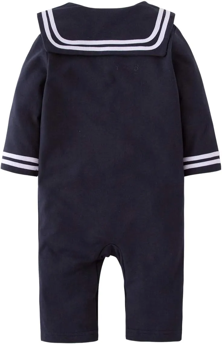 May's Baby Toddler Boys Sailor Stripe Romper Marine Navy Romper Outfit