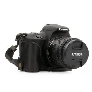 MegaGear Canon EOS Rebel SL3, EOS 250D, EOS Kiss X10, EOS Rebel SL2, Kiss X9, EOS 200D Ever Ready Leather Camera Half Case and Strap