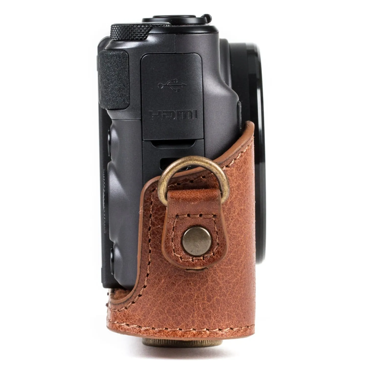 MegaGear Canon PowerShot SX740 HS, SX730 HS Ever Ready Top Grain Leather Camera Case with Strap