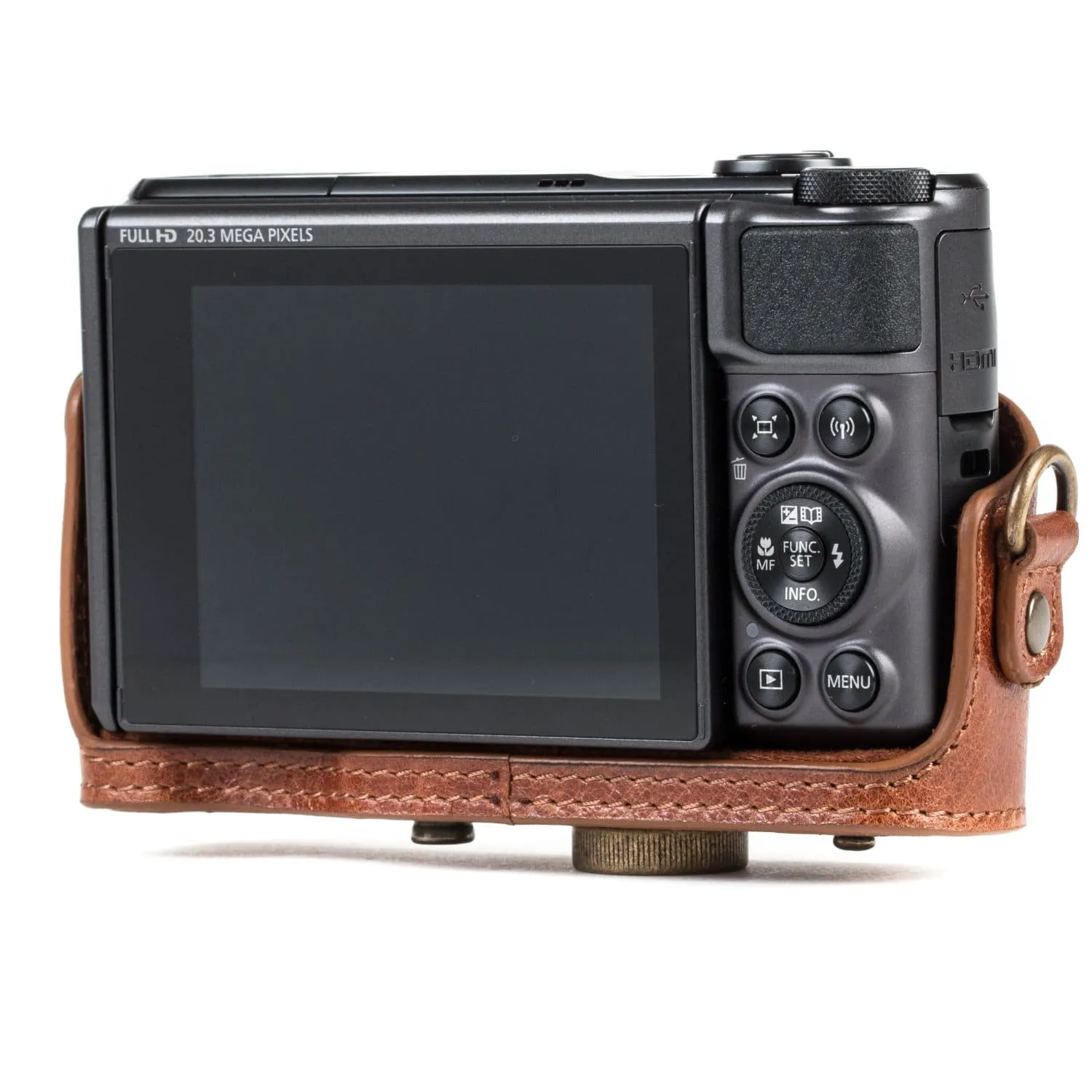 MegaGear Canon PowerShot SX740 HS, SX730 HS Ever Ready Top Grain Leather Camera Case with Strap