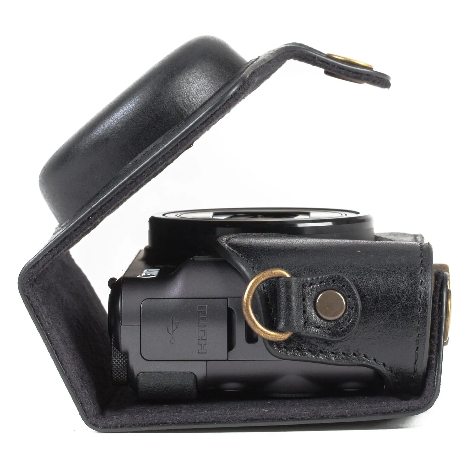 MegaGear Canon PowerShot SX740 HS, SX730 HS Ever Ready Top Grain Leather Camera Case with Strap
