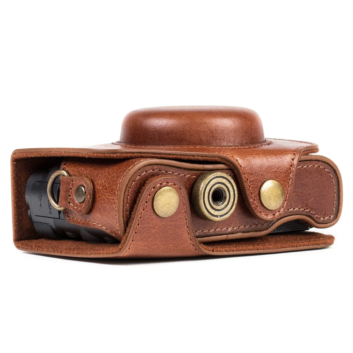 MegaGear Canon PowerShot SX740 HS, SX730 HS Ever Ready Top Grain Leather Camera Case with Strap