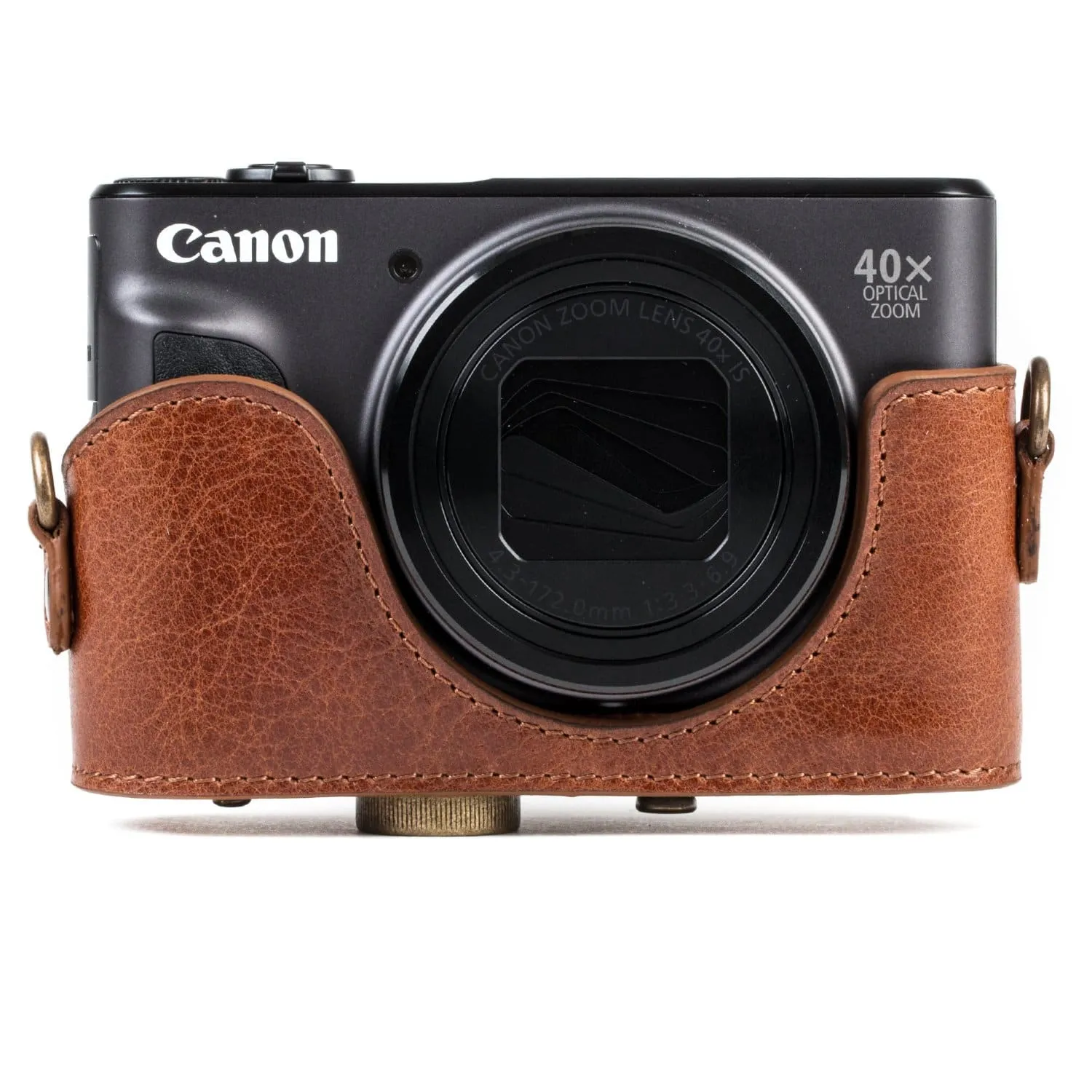 MegaGear Canon PowerShot SX740 HS, SX730 HS Ever Ready Top Grain Leather Camera Case with Strap