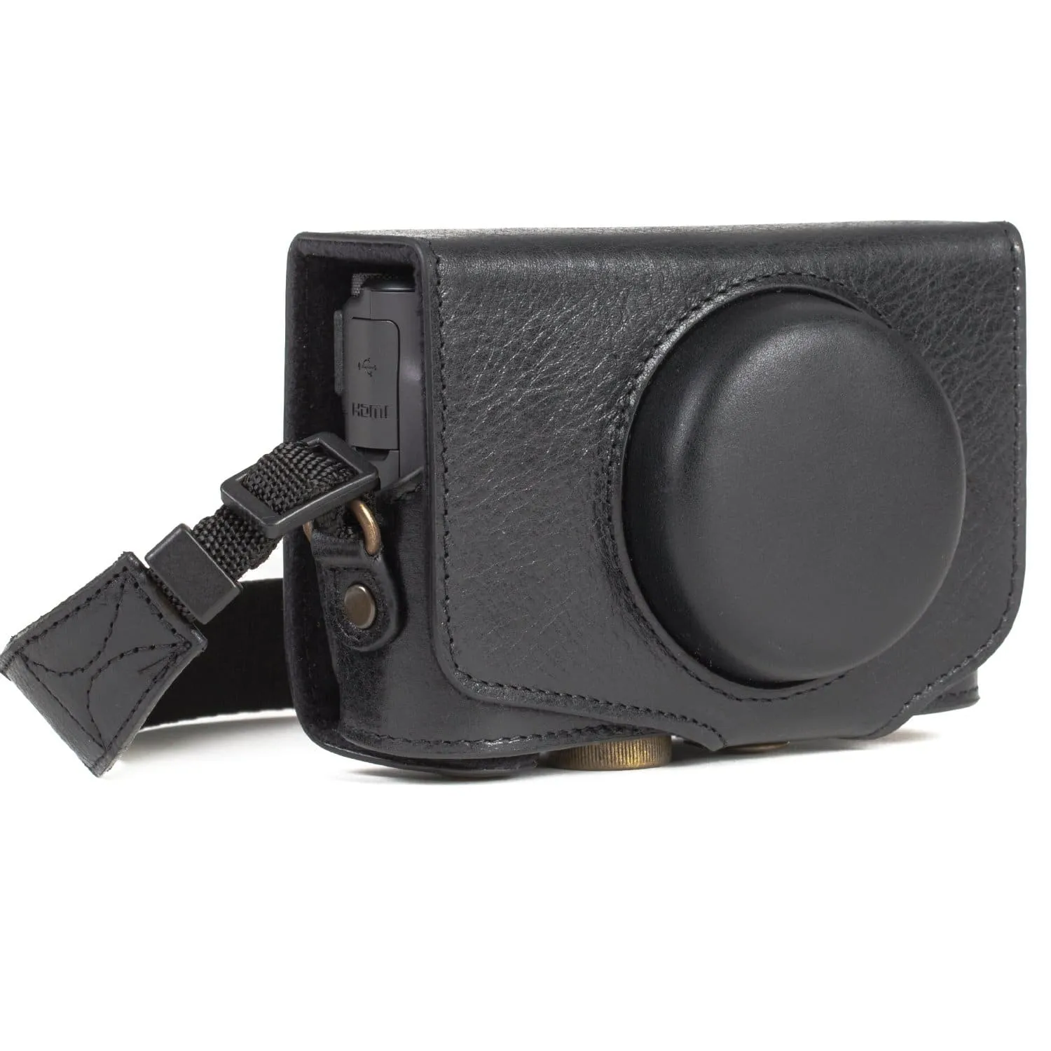 MegaGear Canon PowerShot SX740 HS, SX730 HS Ever Ready Top Grain Leather Camera Case with Strap