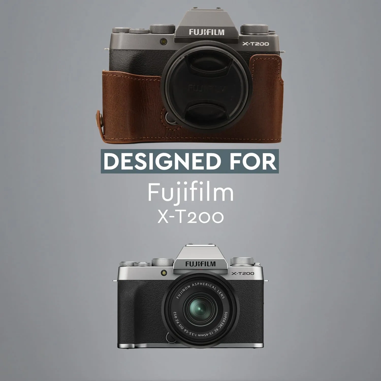 MegaGear Fujifilm X-T200 Ever Ready Top Grain Leather Camera Half Case