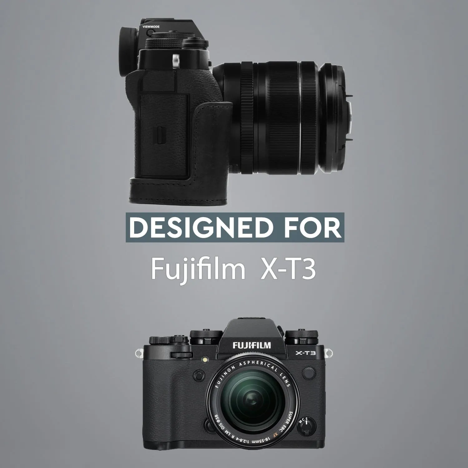 MegaGear Fujifilm X-T3 Ever Ready Top Grain Leather Camera Half Case and Strap