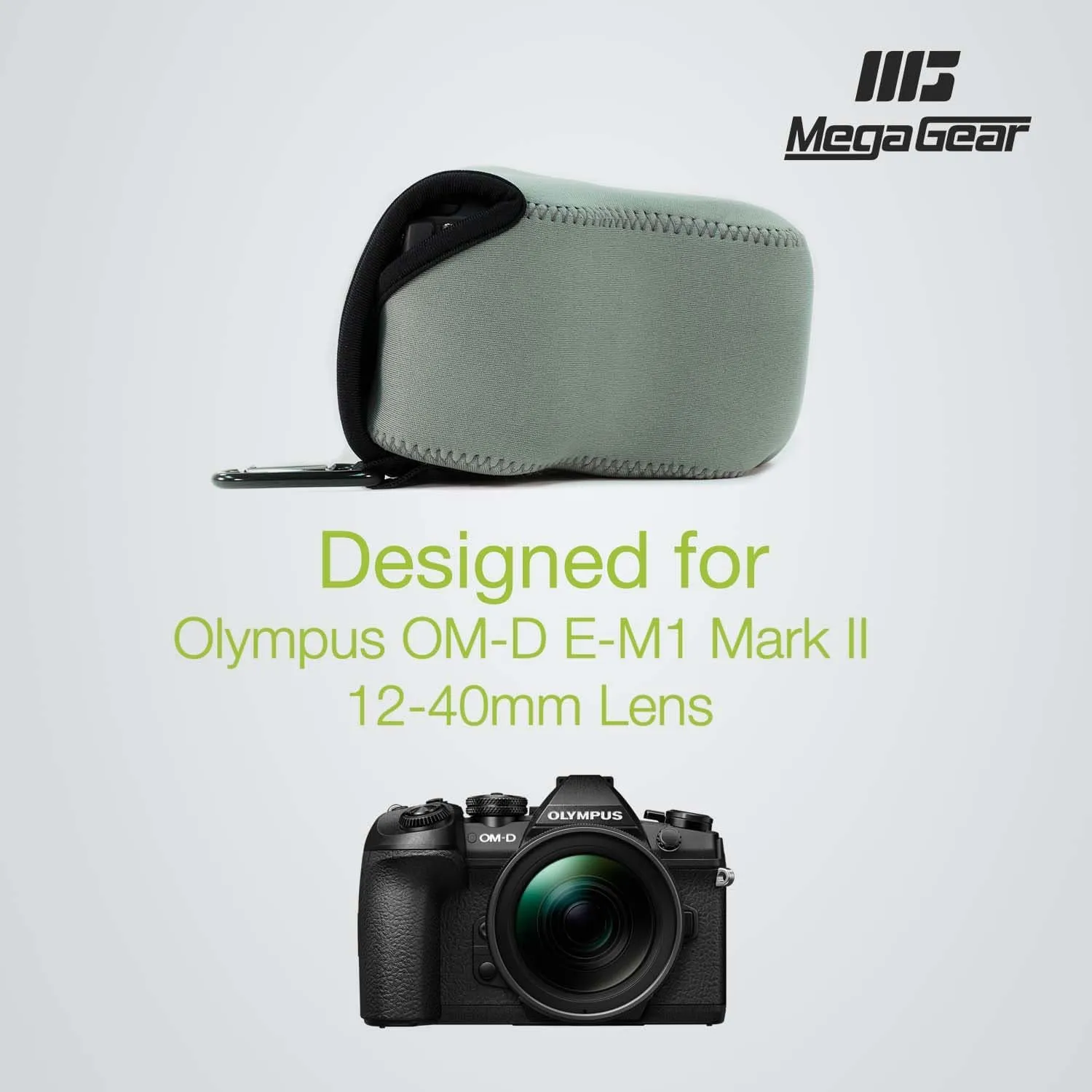 MegaGear Olympus OM-D E-M1 Mark II (12-40mm) Ultra Light Neoprene Camera Case, with Carabiner