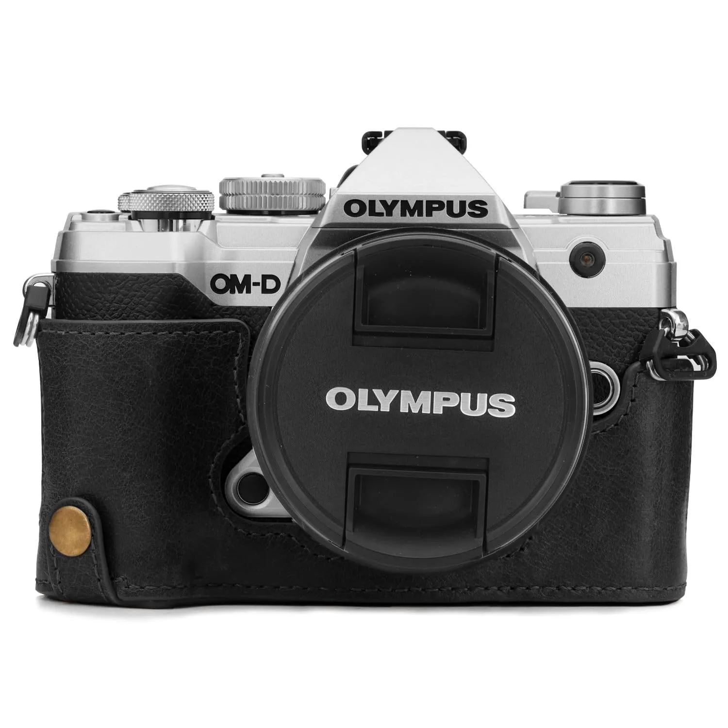 MegaGear Olympus OM-D E-M5 Mark III Ever Ready Top Grain Leather Camera Half Case and Strap
