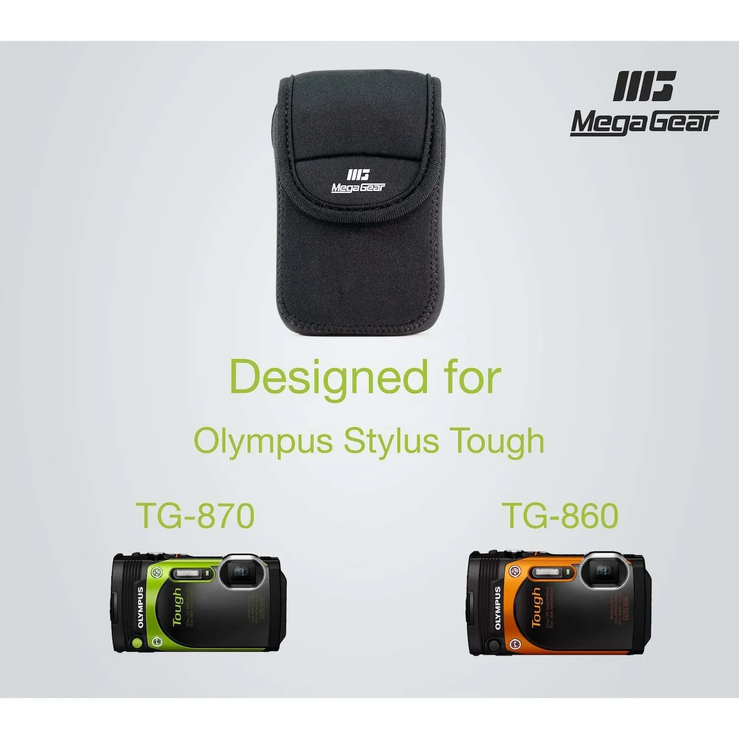 MegaGear Olympus Tough TG-6, Tough TG-5, TG-870, TG-4, TG-860 Ultra Light Neoprene Camera Case, with Carabiner