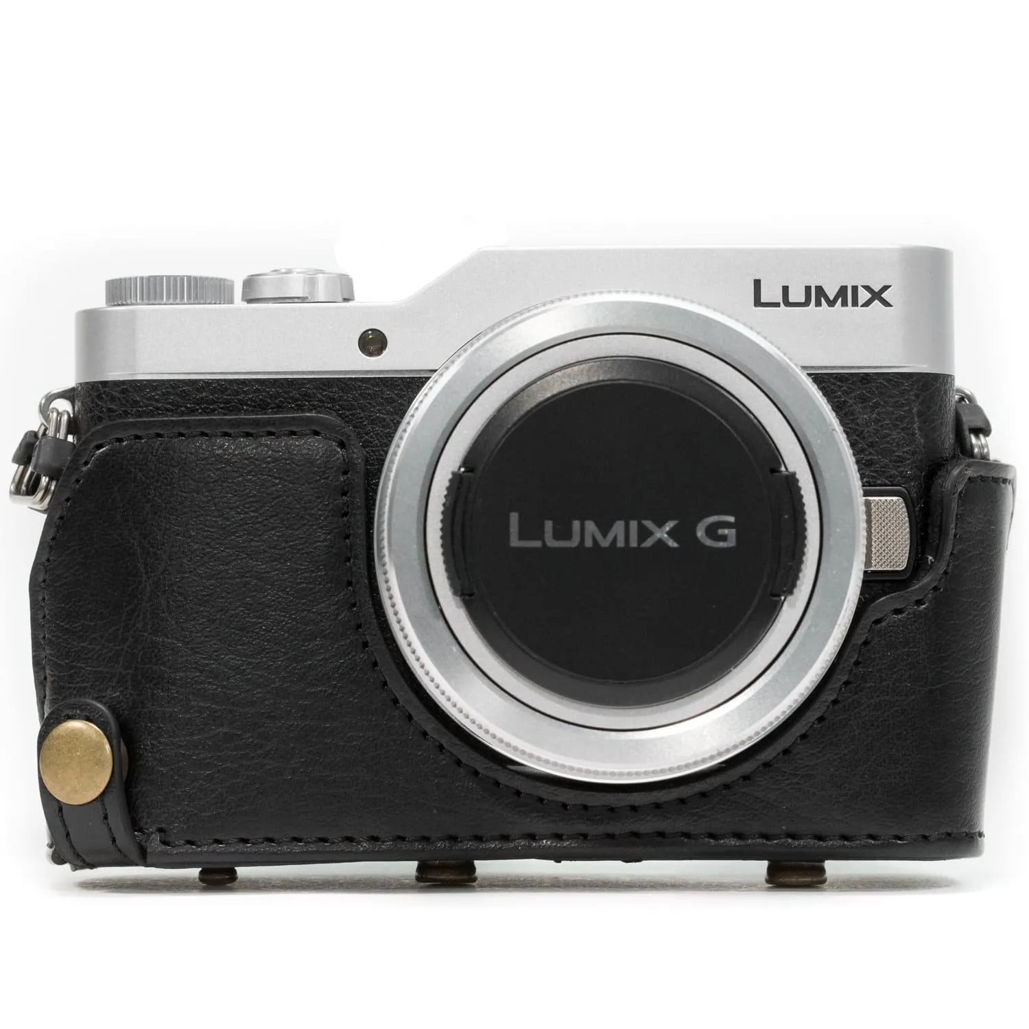 MegaGear Panasonic Lumix DC-GX850, DC-GF9 (12-32mm), DMC-GF8, DMC-GF7, GX800 Ever Ready Leather Camera Case and Strap