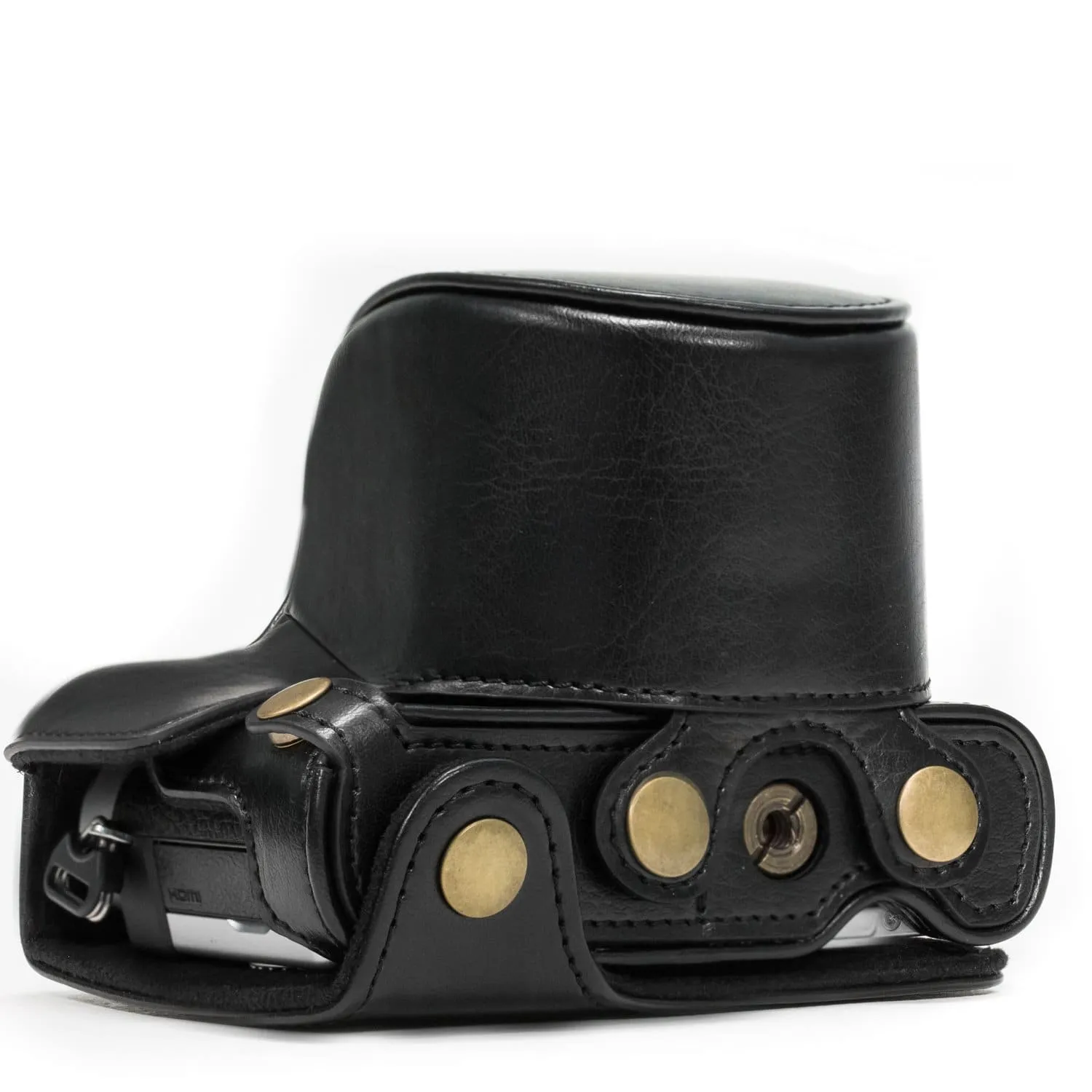 MegaGear Panasonic Lumix DC-GX850, DC-GF9 (12-32mm), DMC-GF8, DMC-GF7, GX800 Ever Ready Leather Camera Case and Strap