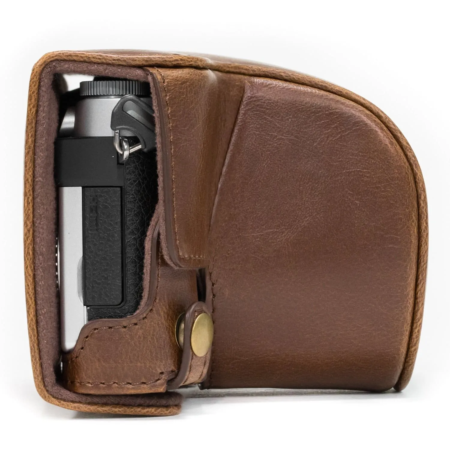 MegaGear Panasonic Lumix DC-GX850, DC-GF9 (12-32mm), DMC-GF8, DMC-GF7, GX800 Ever Ready Leather Camera Case and Strap