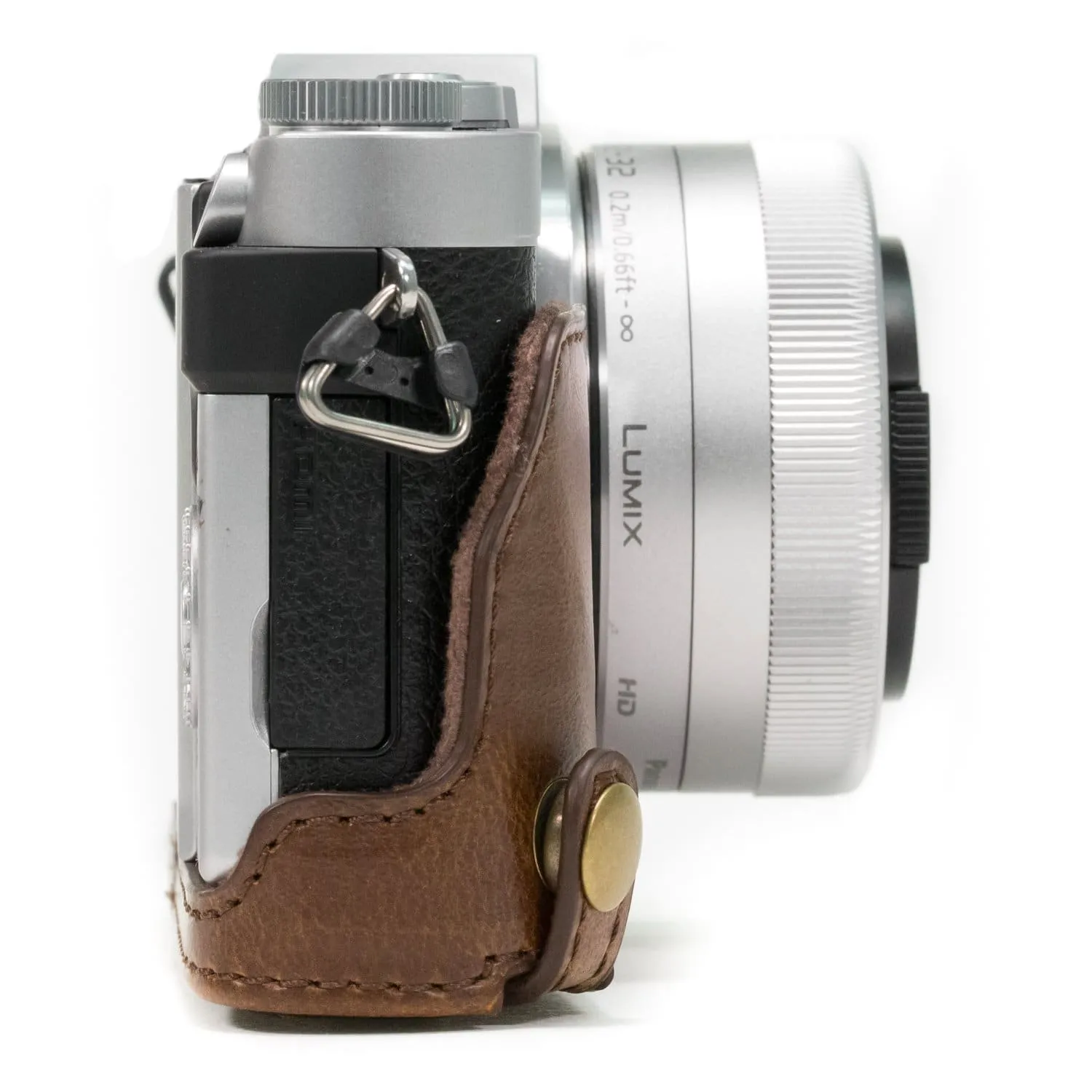 MegaGear Panasonic Lumix DC-GX850, DC-GF9 (12-32mm), DMC-GF8, DMC-GF7, GX800 Ever Ready Leather Camera Case and Strap