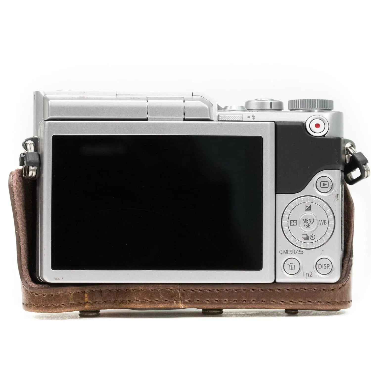MegaGear Panasonic Lumix DC-GX850, DC-GF9 (12-32mm), DMC-GF8, DMC-GF7, GX800 Ever Ready Leather Camera Case and Strap