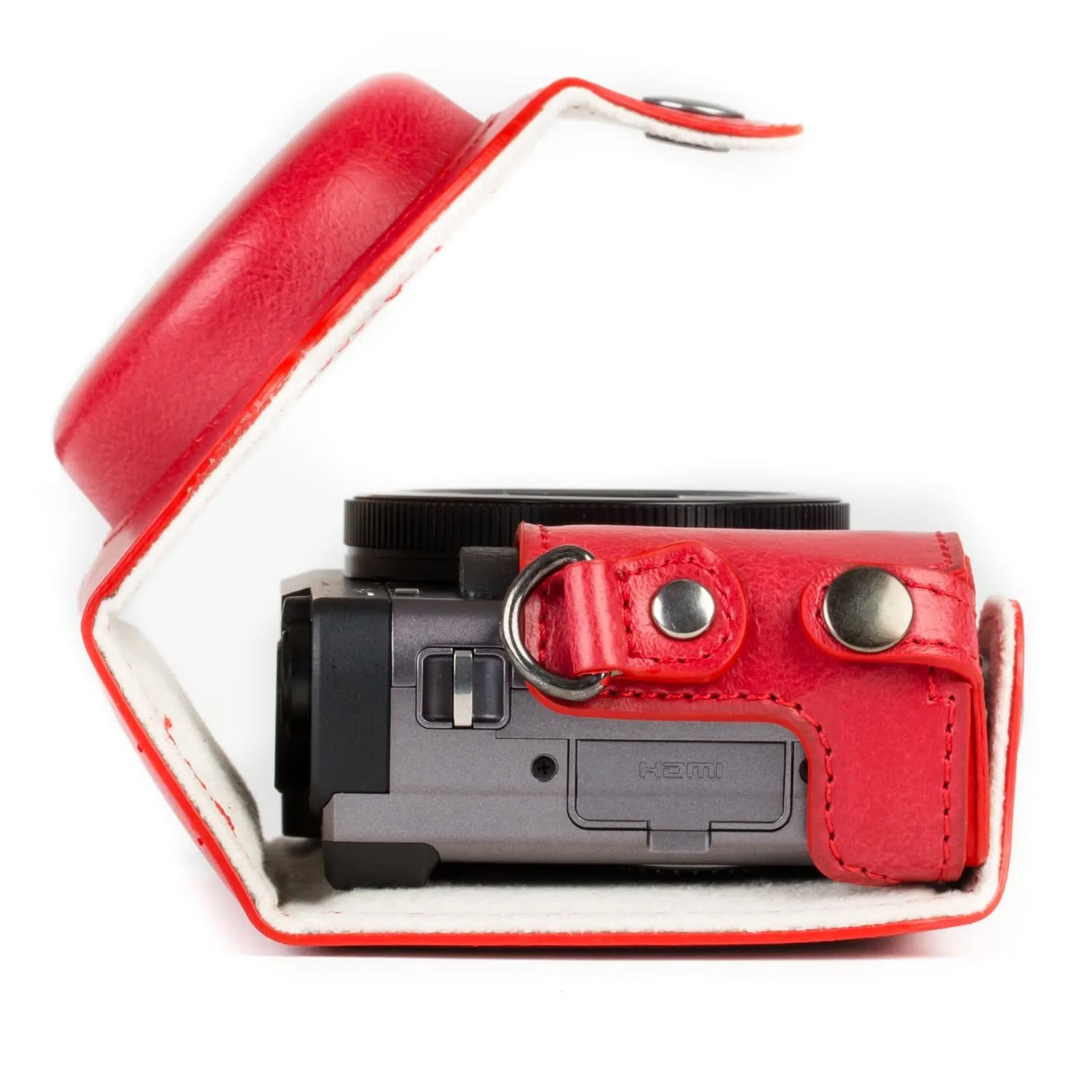 MegaGear Panasonic Lumix DC-ZS80, DC-ZS70, DC-TZ95, DC-TZ90 Ever Ready Leather Camera Case and Strap