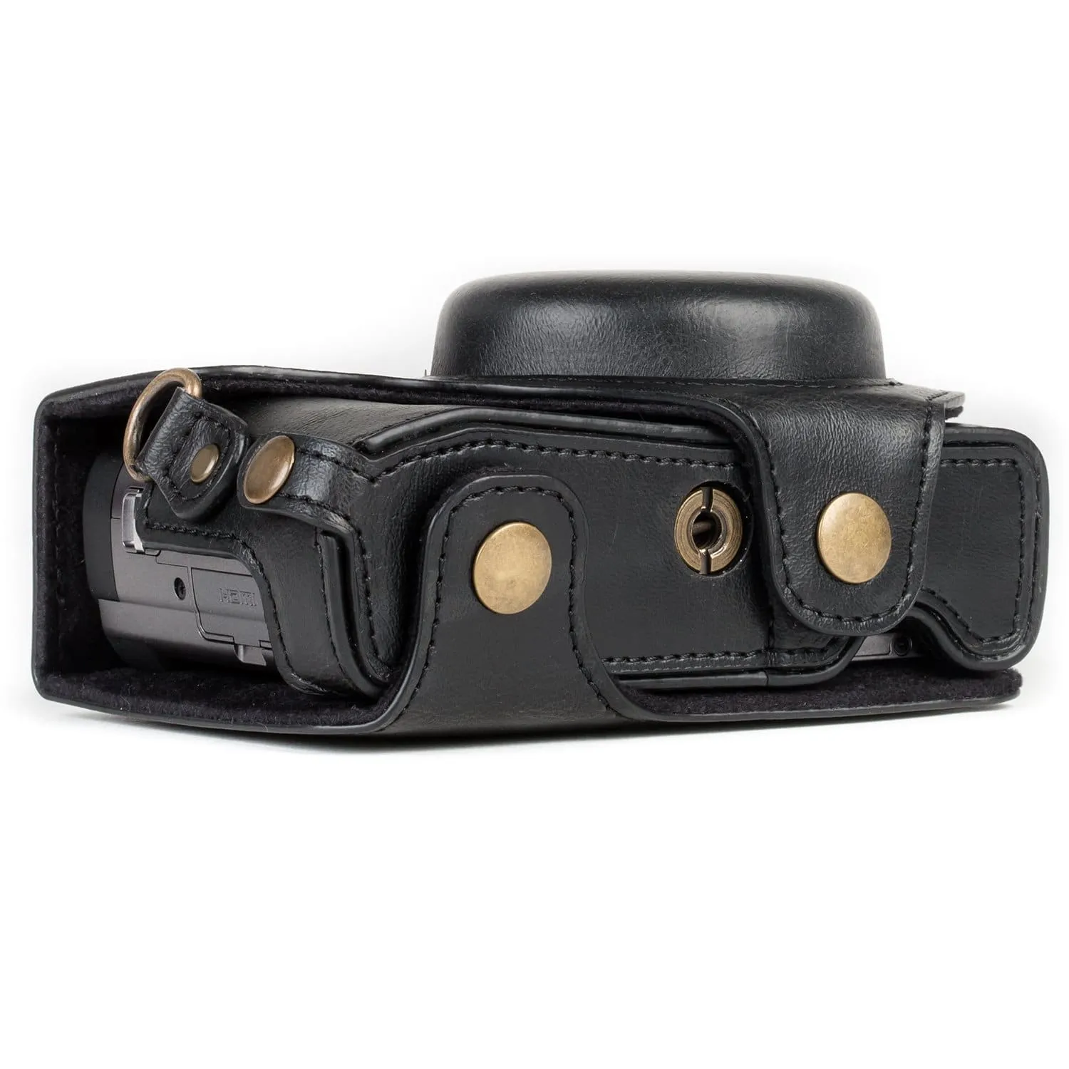 MegaGear Panasonic Lumix DC-ZS80, DC-ZS70, DC-TZ95, DC-TZ90 Ever Ready Leather Camera Case and Strap