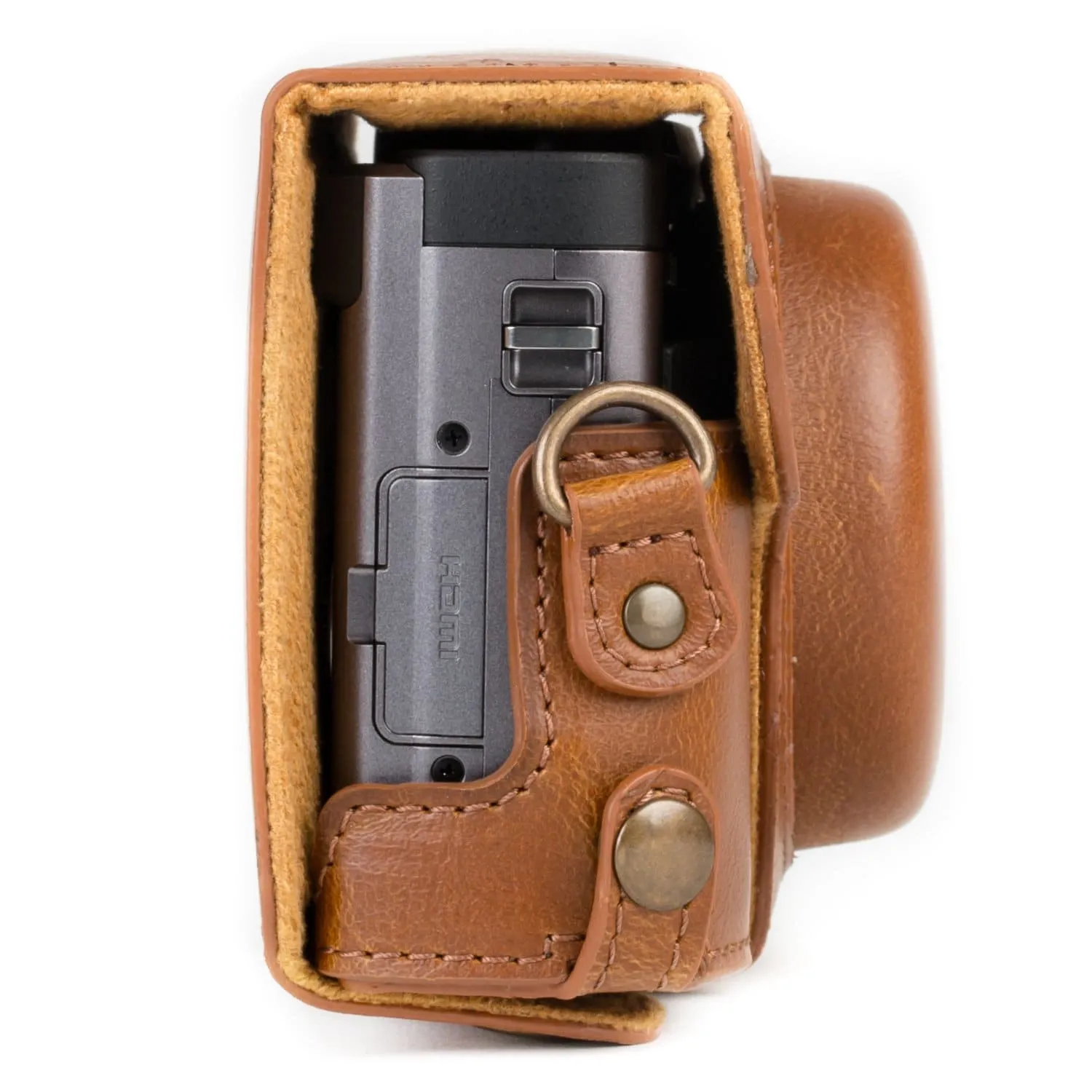 MegaGear Panasonic Lumix DC-ZS80, DC-ZS70, DC-TZ95, DC-TZ90 Ever Ready Leather Camera Case and Strap