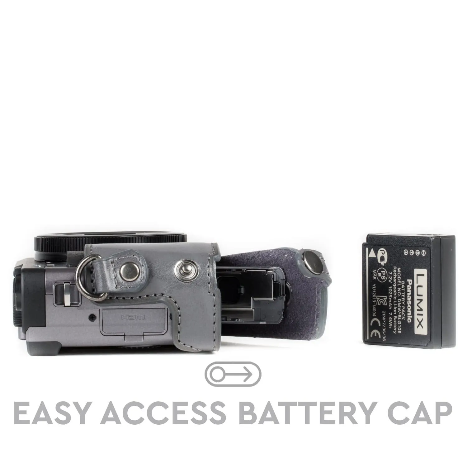 MegaGear Panasonic Lumix DC-ZS80, DC-ZS70, DC-TZ95, DC-TZ90 Ever Ready Leather Camera Case and Strap