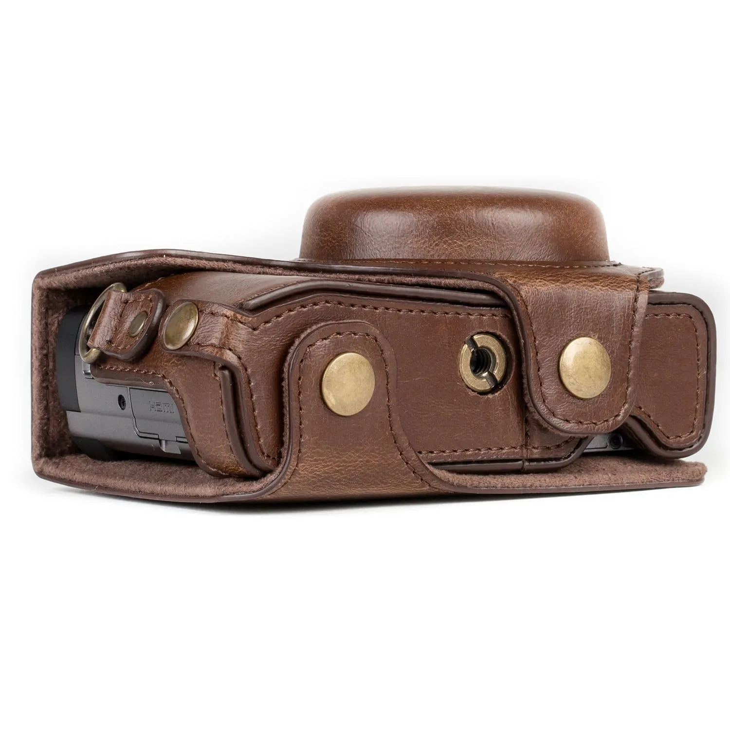 MegaGear Panasonic Lumix DC-ZS80, DC-ZS70, DC-TZ95, DC-TZ90 Ever Ready Leather Camera Case and Strap