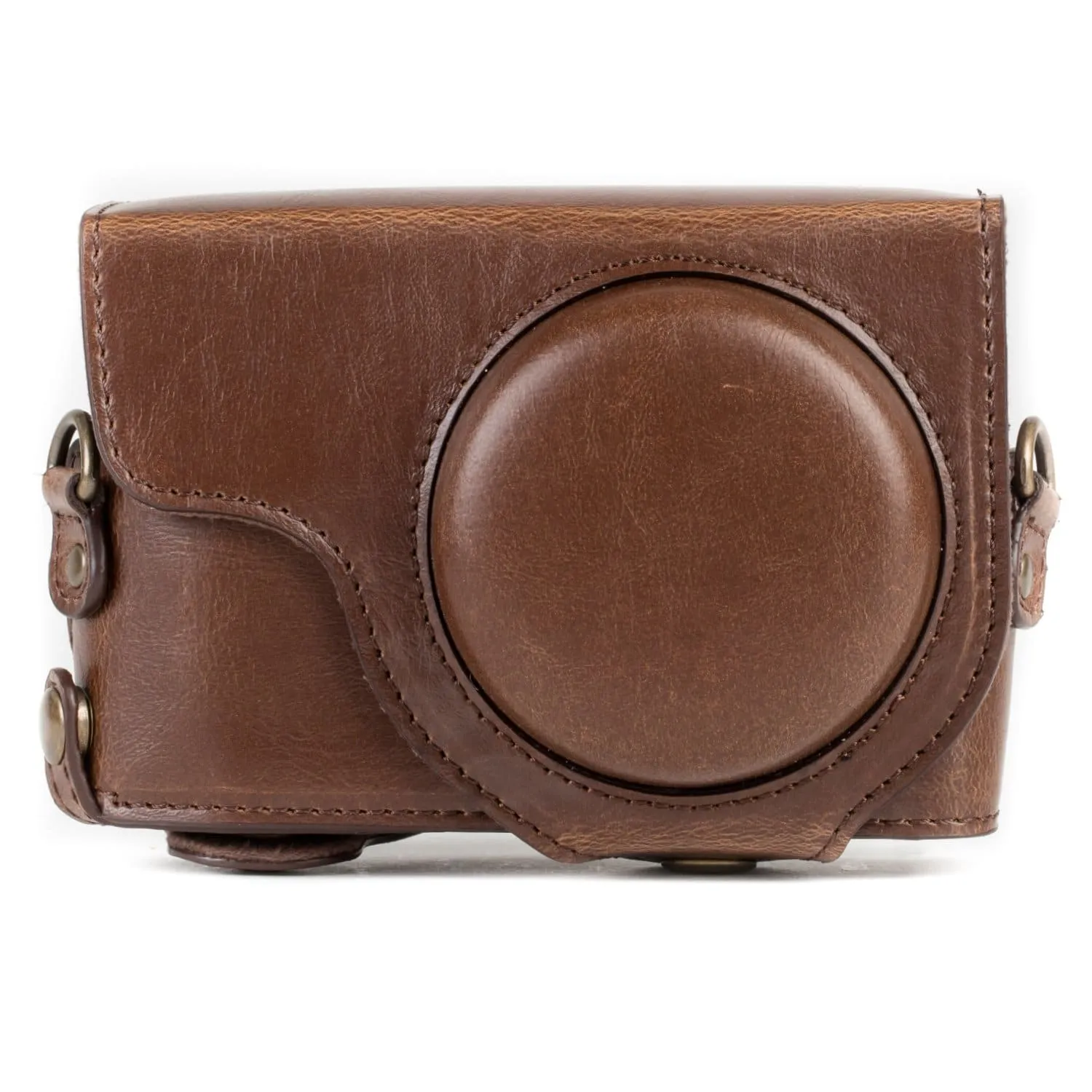 MegaGear Panasonic Lumix DC-ZS80, DC-ZS70, DC-TZ95, DC-TZ90 Ever Ready Leather Camera Case and Strap