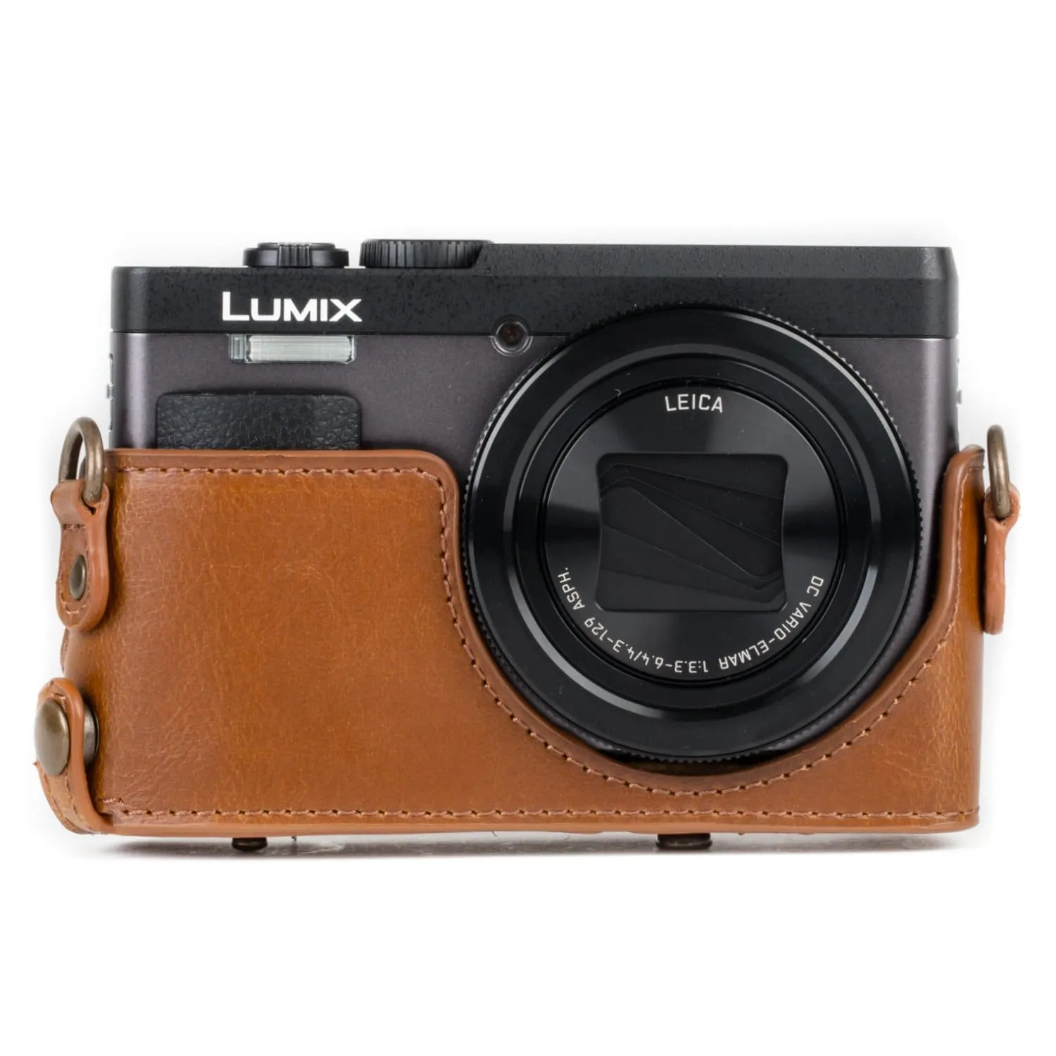 MegaGear Panasonic Lumix DC-ZS80, DC-ZS70, DC-TZ95, DC-TZ90 Ever Ready Leather Camera Case and Strap