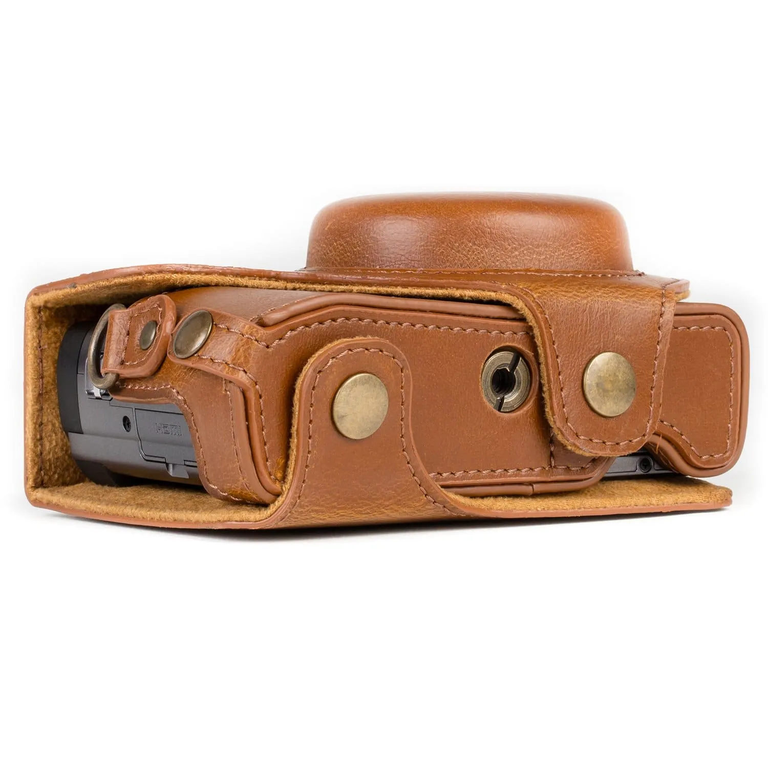 MegaGear Panasonic Lumix DC-ZS80, DC-ZS70, DC-TZ95, DC-TZ90 Ever Ready Leather Camera Case and Strap