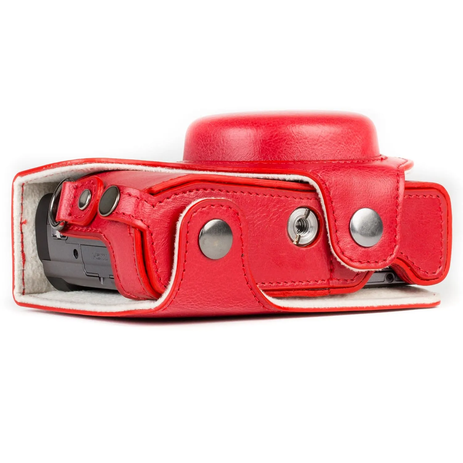 MegaGear Panasonic Lumix DC-ZS80, DC-ZS70, DC-TZ95, DC-TZ90 Ever Ready Leather Camera Case and Strap