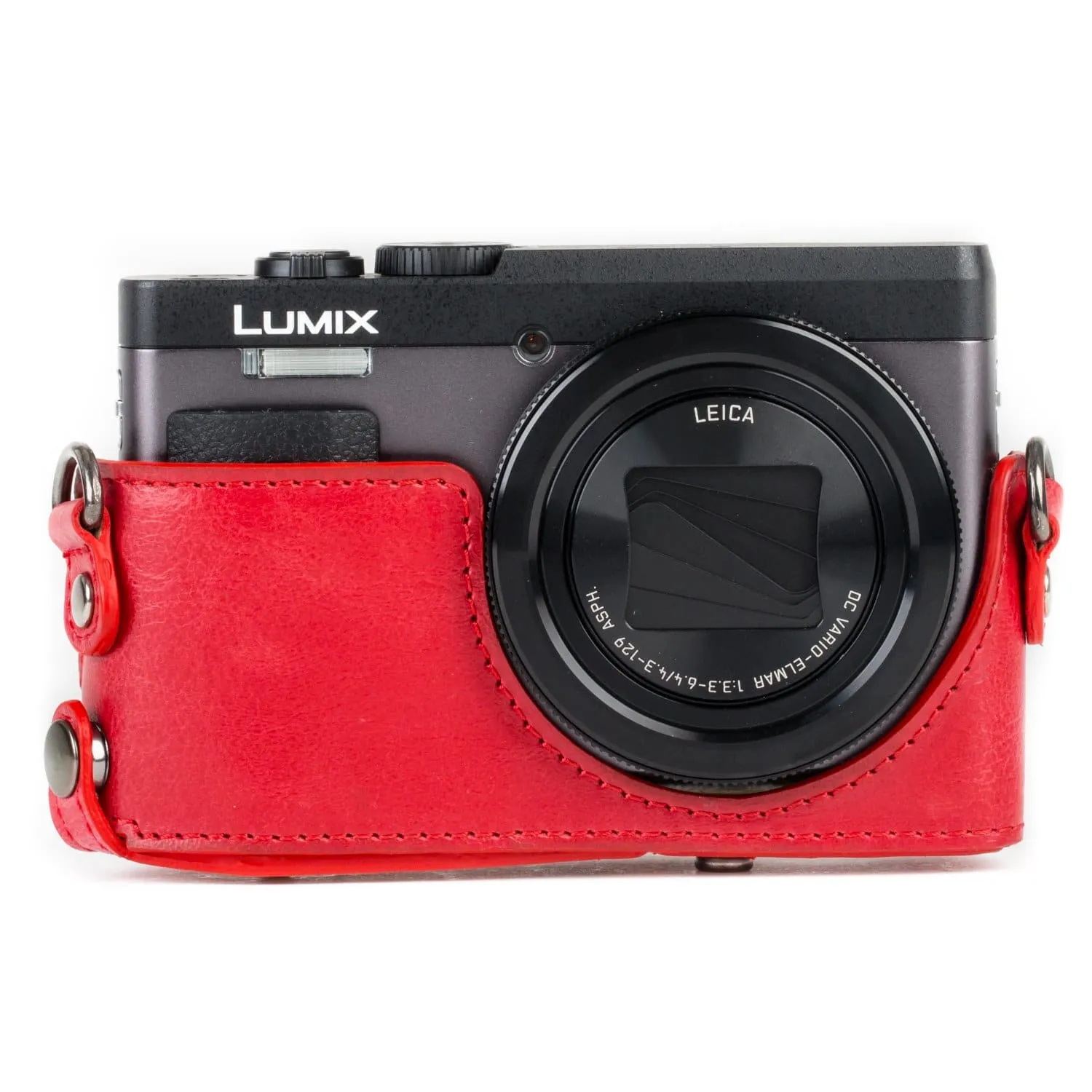 MegaGear Panasonic Lumix DC-ZS80, DC-ZS70, DC-TZ95, DC-TZ90 Ever Ready Leather Camera Case and Strap