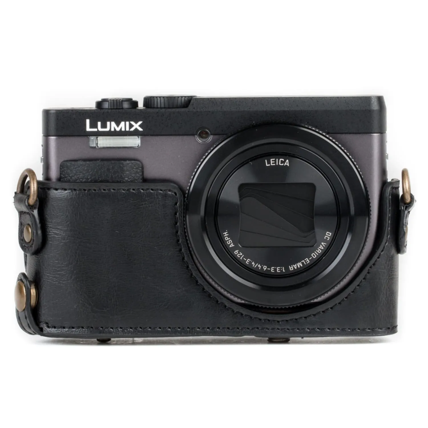 MegaGear Panasonic Lumix DC-ZS80, DC-ZS70, DC-TZ95, DC-TZ90 Ever Ready Leather Camera Case and Strap