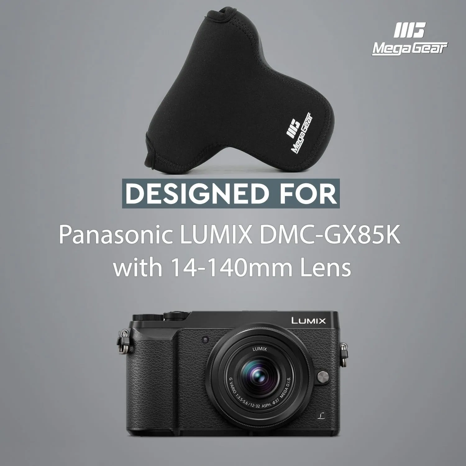 MegaGear Panasonic Lumix DMC-GX85, DMC-GX80 (14-140mm) Ultra Light Neoprene Camera Case