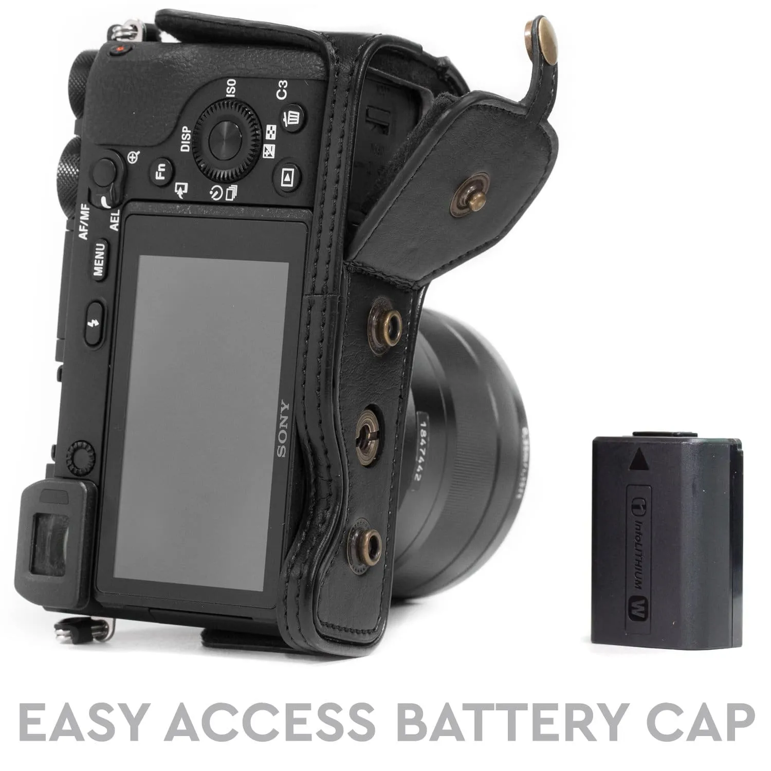 MegaGear Sony Alpha A6500 (18-135mm) Ever Ready Leather Camera Case and Strap