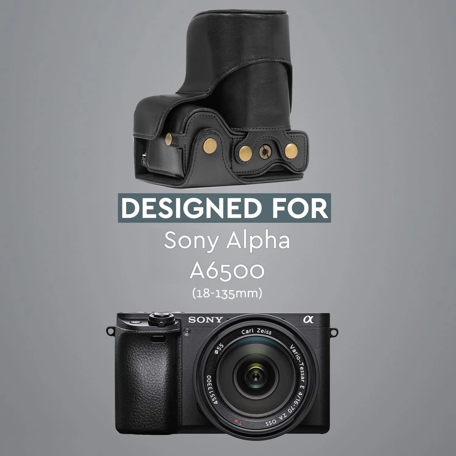 MegaGear Sony Alpha A6500 (18-135mm) Ever Ready Leather Camera Case and Strap